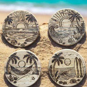 Beach Escape Wooden Coasters (Set of 4)