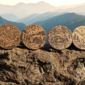 Outdoor Adventure Wooden Coasters (Set of 4)