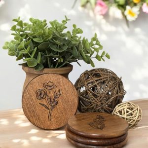 Wildflower Wooden Coasters (Set of 4)